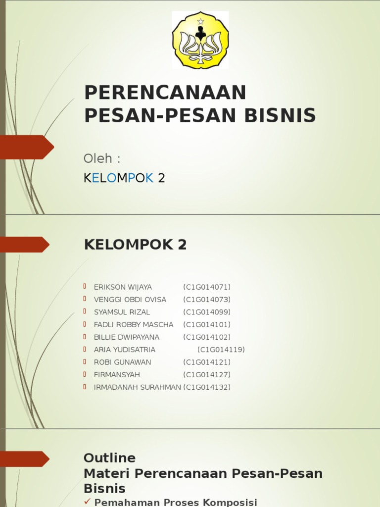 Perencanaan Pesan Pesan Bisnis