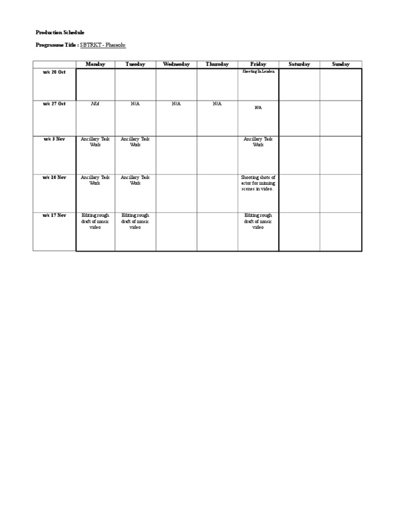 SBTRKT Pharaohs Production Schedule | PDF | Technology & Engineering