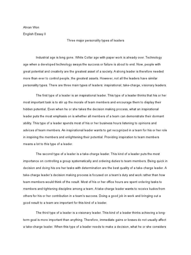 Classification essay leadership applied psychology