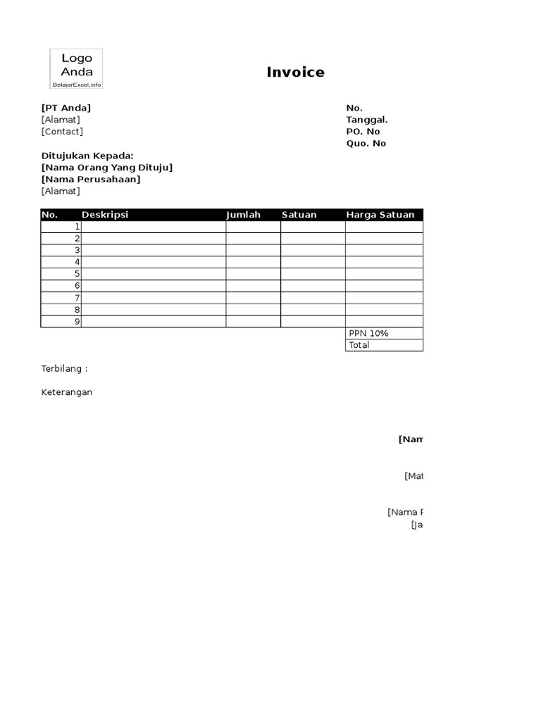 Contoh Invoice Template | PDF