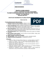 Tematica Si Bibliografia Ex Licenta Iulie 2014 St Economice