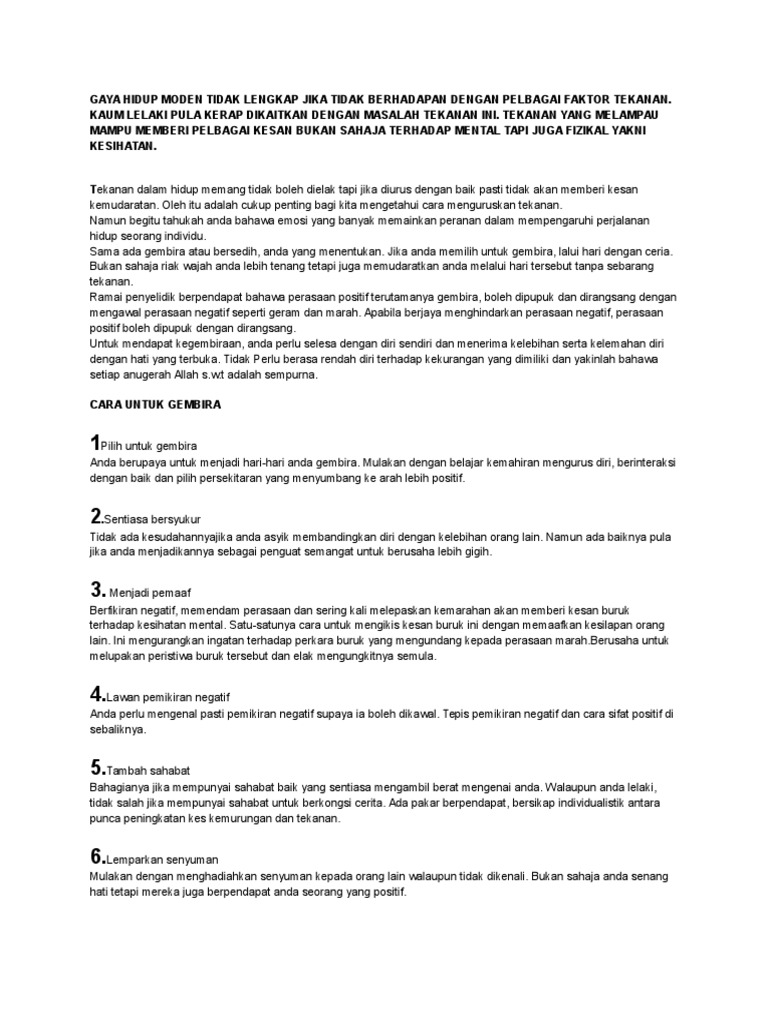 Cara Menguruskan Tekanan Pdf