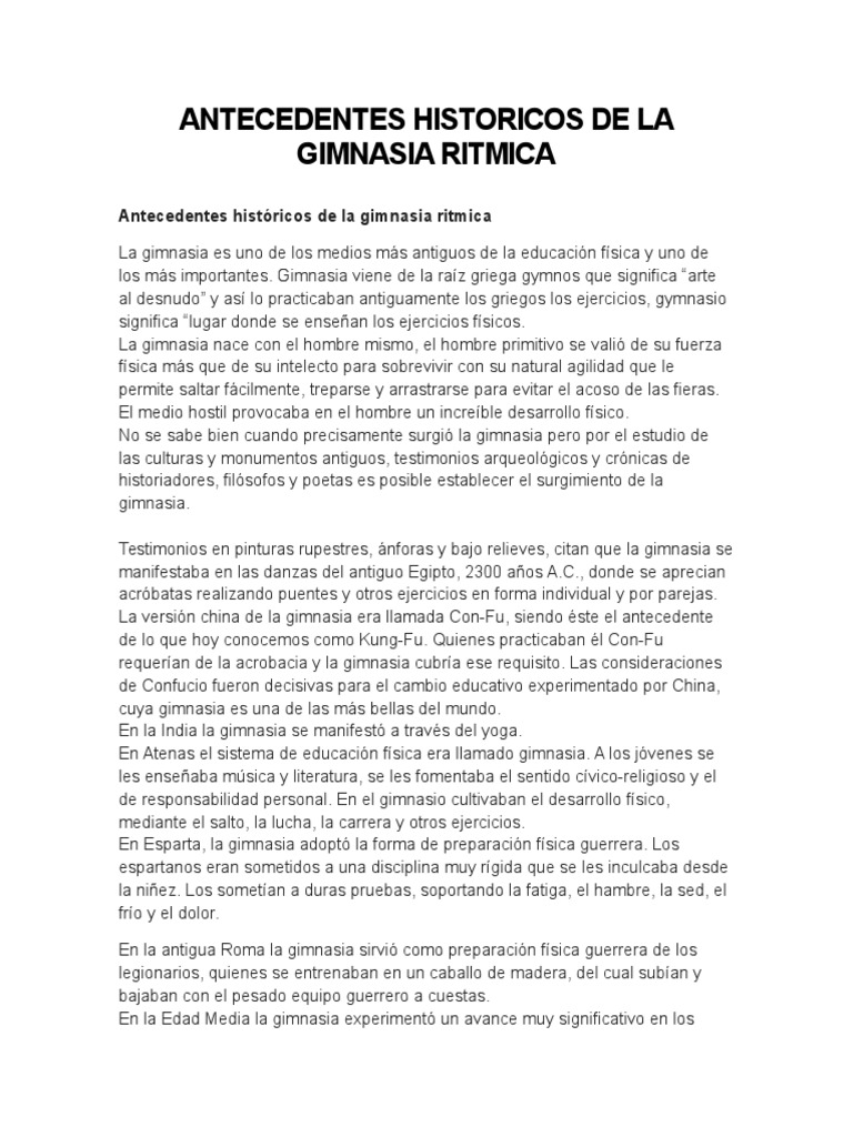 Historia de la Gimnasia Rítmica | PDF | Gimnasia | Deportes