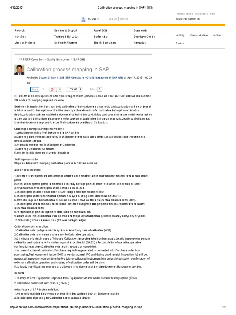 Calibration Process Mapping in SAP - SCN | PDF | Calibration ...