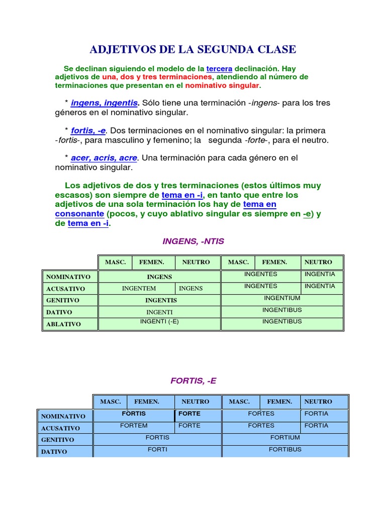 Latín - Adjetivos de 2 Clase | PDF