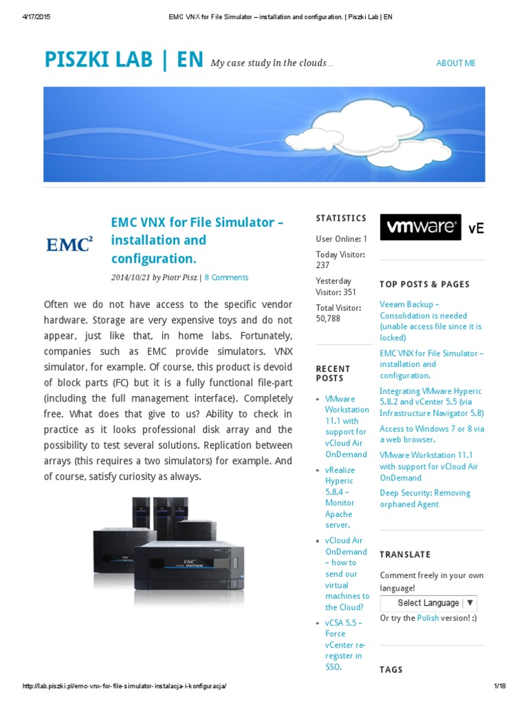 EMC VNX File Simulator Setup Guide | PDF | V Mware | Digital Technology