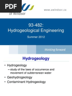 93-482: Hydrogeological Engineering: Summer 2012