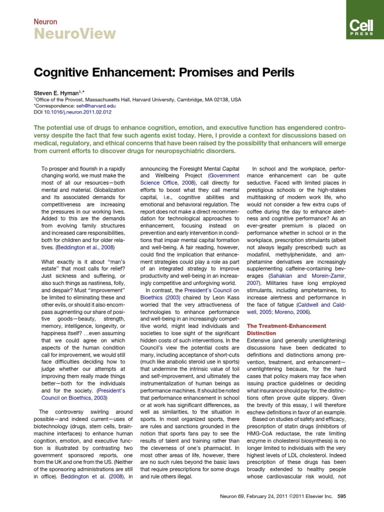 Perils of Cognitive Enhancement | PDF | Stimulant | Attention Deficit ...