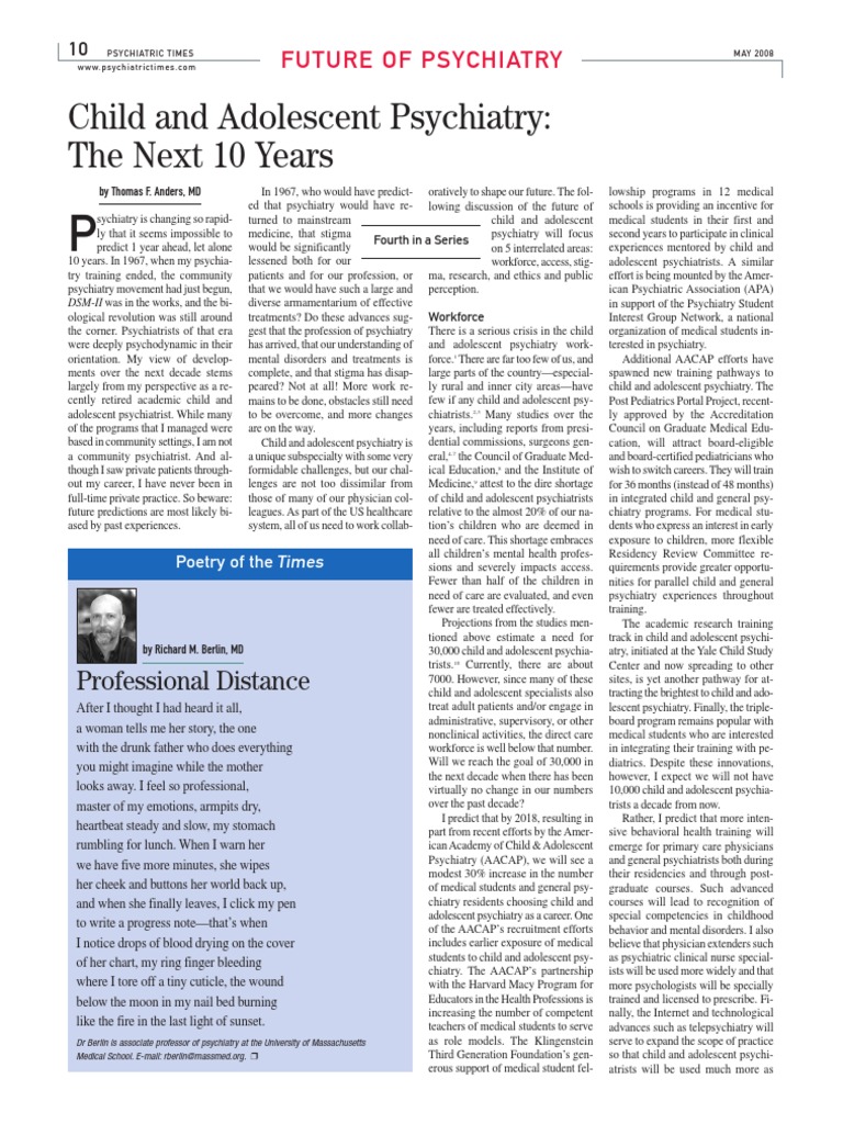 Child and Adolescent Psychiatry. The Next 10 Years | PDF | Psychiatrist ...