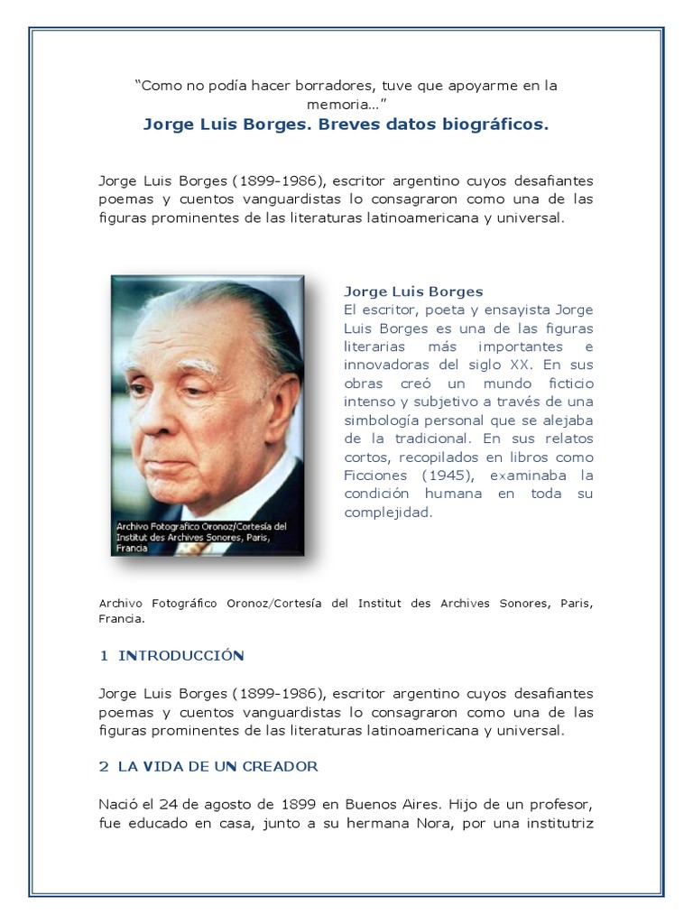 Biografía y obras de Jorge Luis Borges | PDF | Poesía