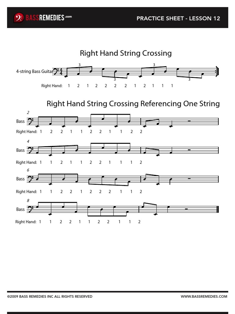 Right Hand String Crossing: Practice Sheet - Lesson 12 | PDF