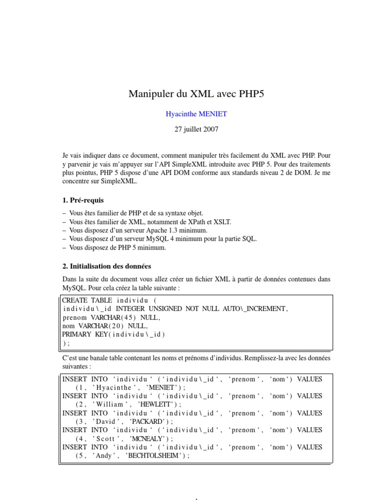 Manipulation de XML avec PHP5 | PDF | PHP | XML