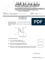 Sekolah Integrasi As-Syakirin: Penilaian Kendalian Sekolah Menengah (PKSM) 1/ 2015 Subjek: Mathematics