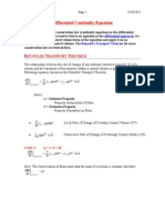 Differential Continuity Equation: Eynolds Ransport Heorem