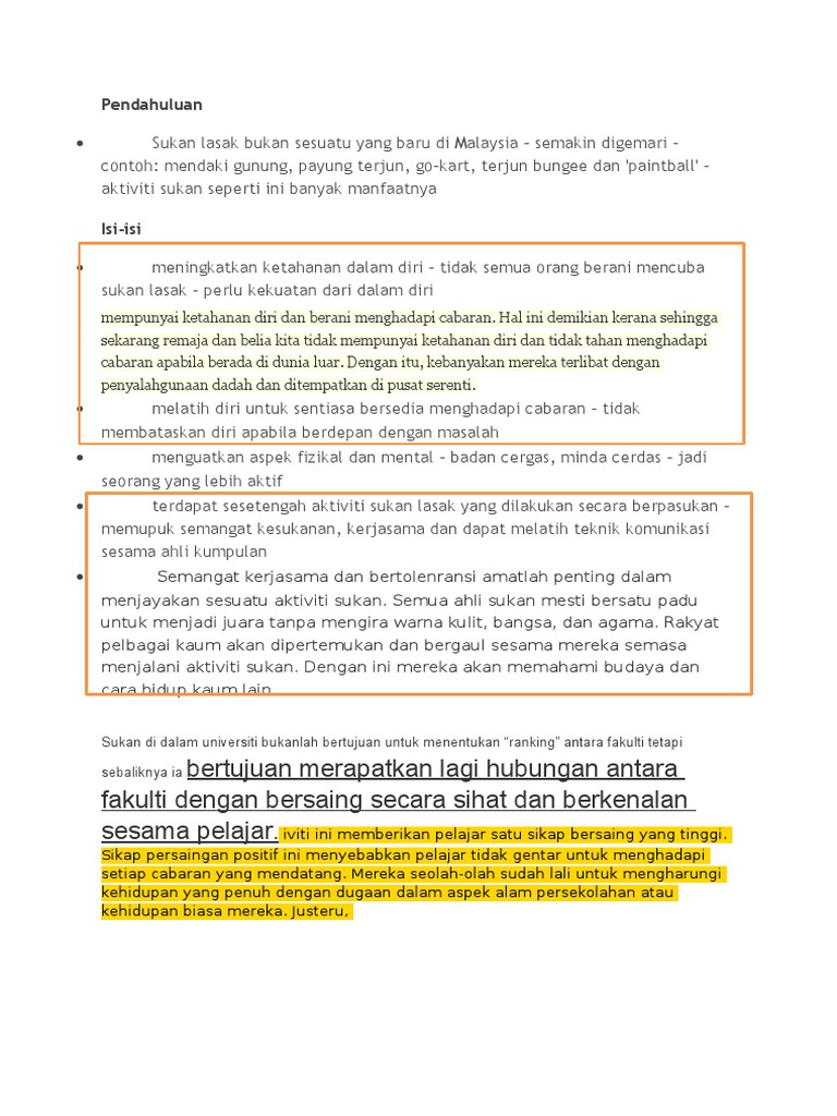 Sukan Lasak Spm Karangan Pdf