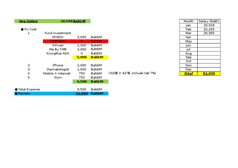 Monthly Expense Summary | PDF | Finance & Money Management