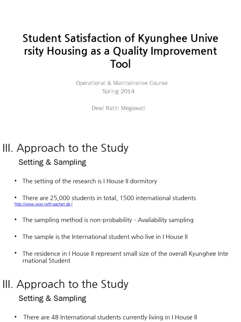 Satisfaction of Student Kyunghee University Housing As A | PDF | Living ...