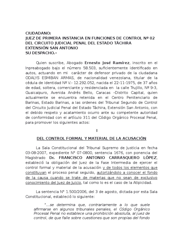 Control de Acusación en Proceso Penal | PDF | Procedimiento Criminal ...
