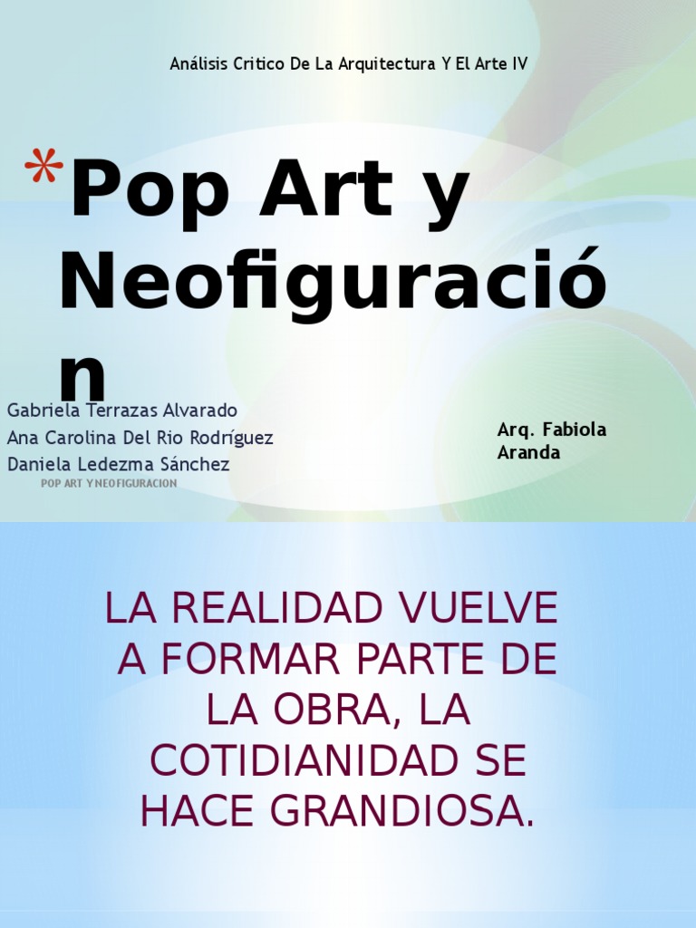 Pop Art y Neofiguracion | PDF | Pinturas | Diseño de comunicacion