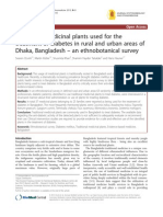 Traditional Medicinal Plants Used For The Treatment of Diabetes in Rural and Urban Areas of Dhaka, Bangladesh - An Ethnobotanical Survey