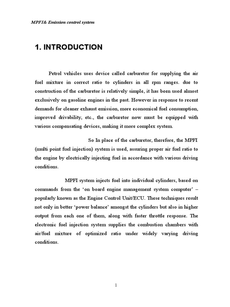 ReportMulti Point Fuel InjectionMpfi PDF Fuel Injection Throttle