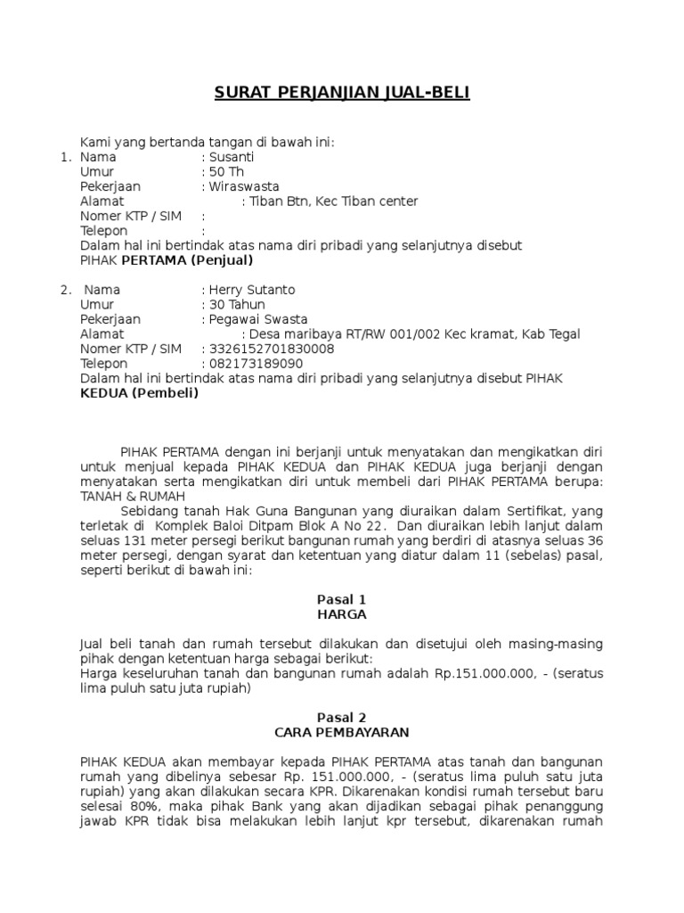 Contoh Surat Resmi Jual Beli Detil Gambar Online