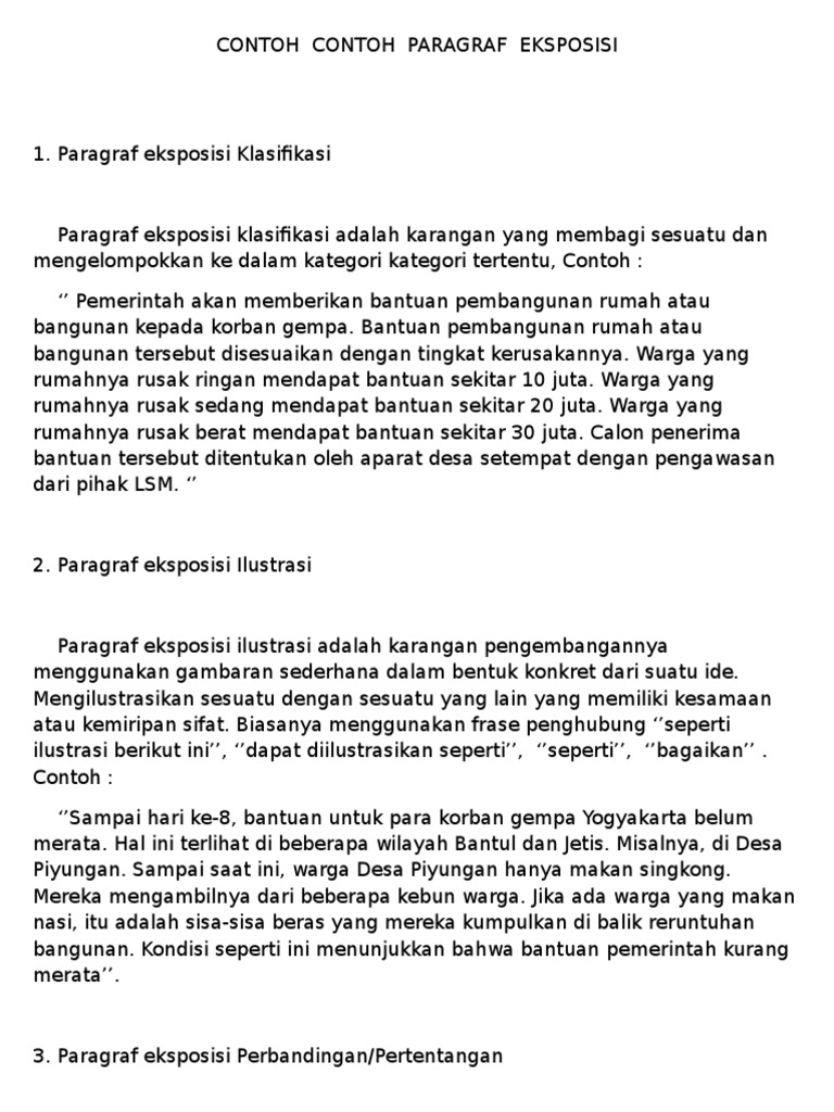 Contoh Contoh Paragraf Eksposisi