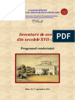 Inventare de Avere in Sec. XVII-XIX. Program Conferinta