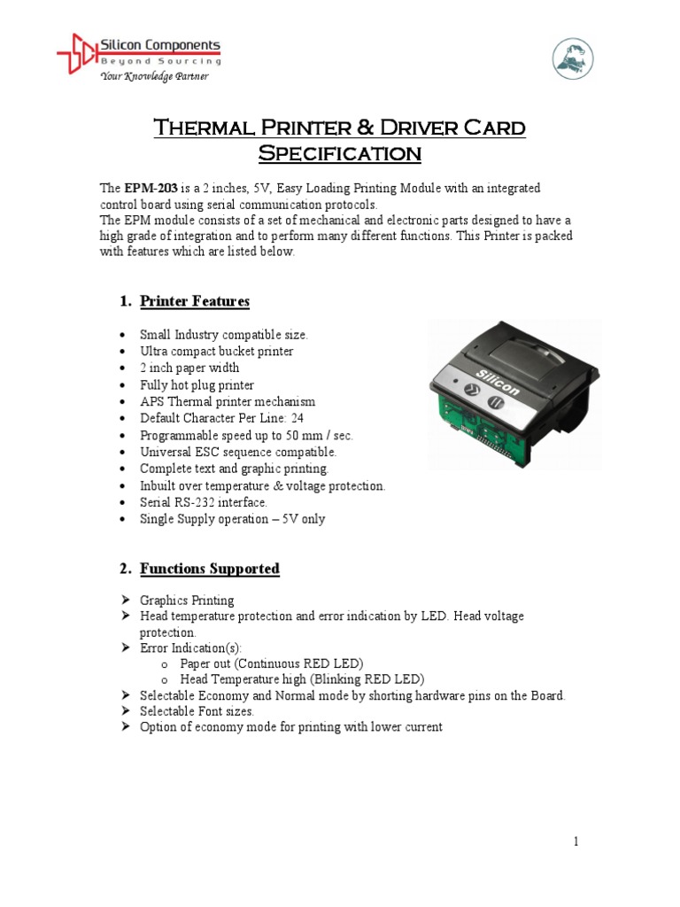 Printer EPM 203 Specification APS | Download Free PDF | Printer ...