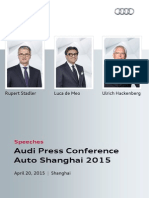 Speeches, Audi Press Conference, Shanghai Motor Show 2015, April 20, 2015 