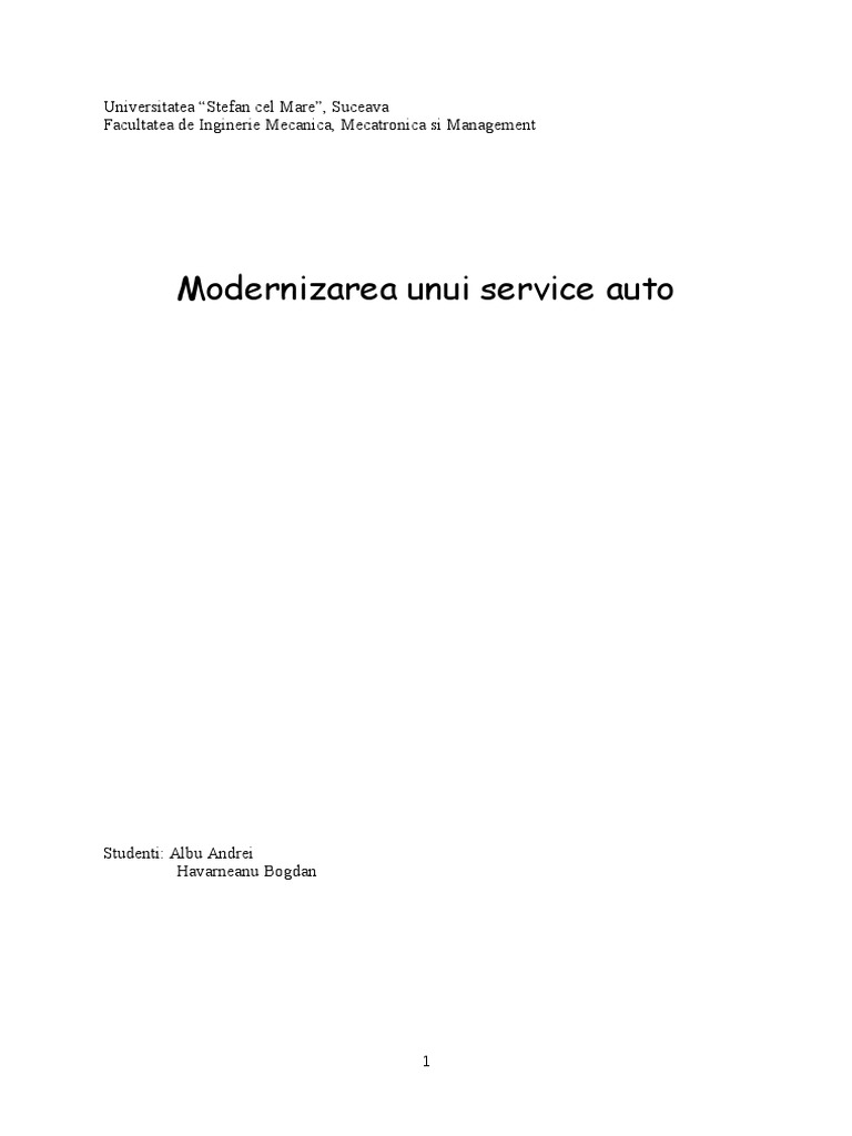 Proiect Afaceri - Service Auto | PDF