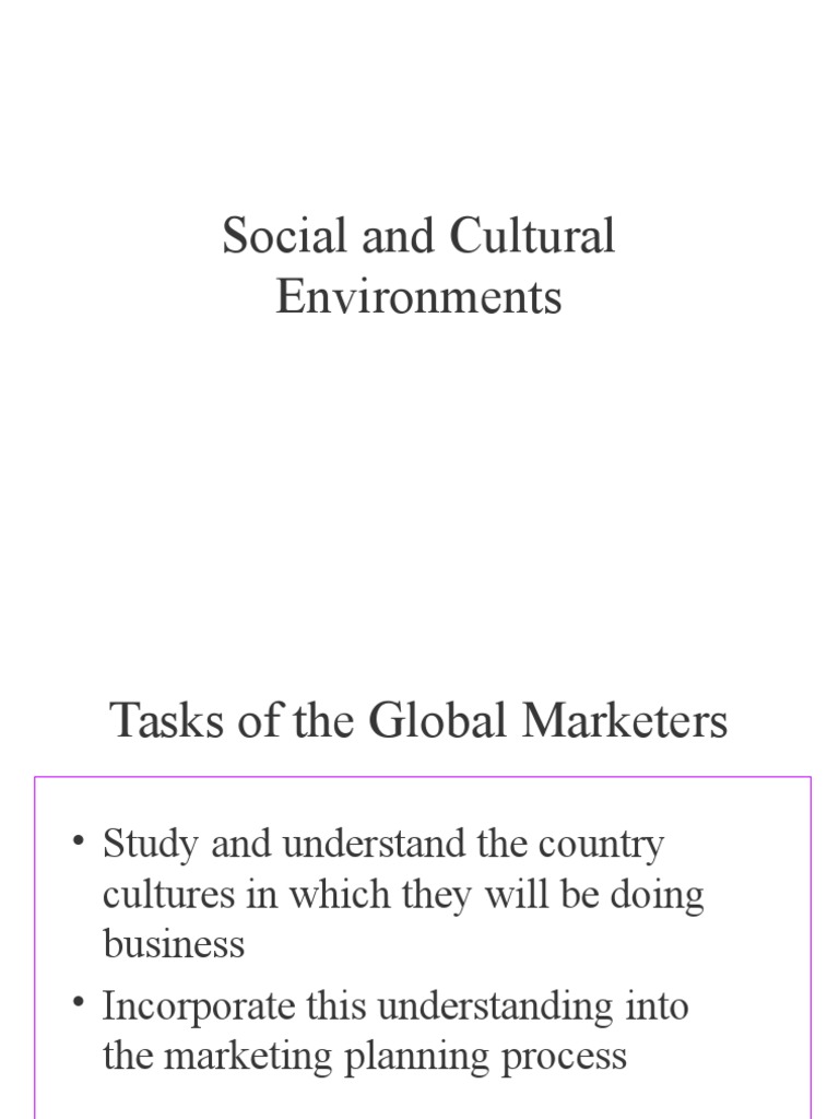 Social and Cultural Environments: Global Marketing | PDF | Attitude ...