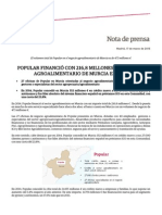 Ángel Ron y el Popular financiaron con 216,8 millones de euros al sector agroalimentario de Murcia