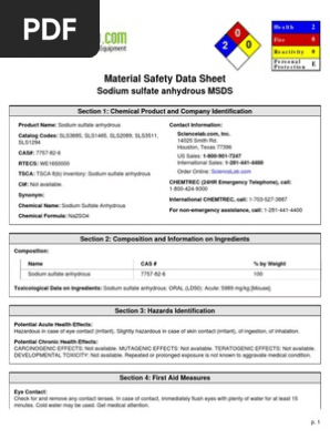MSDS - Na2SO4 | PDF