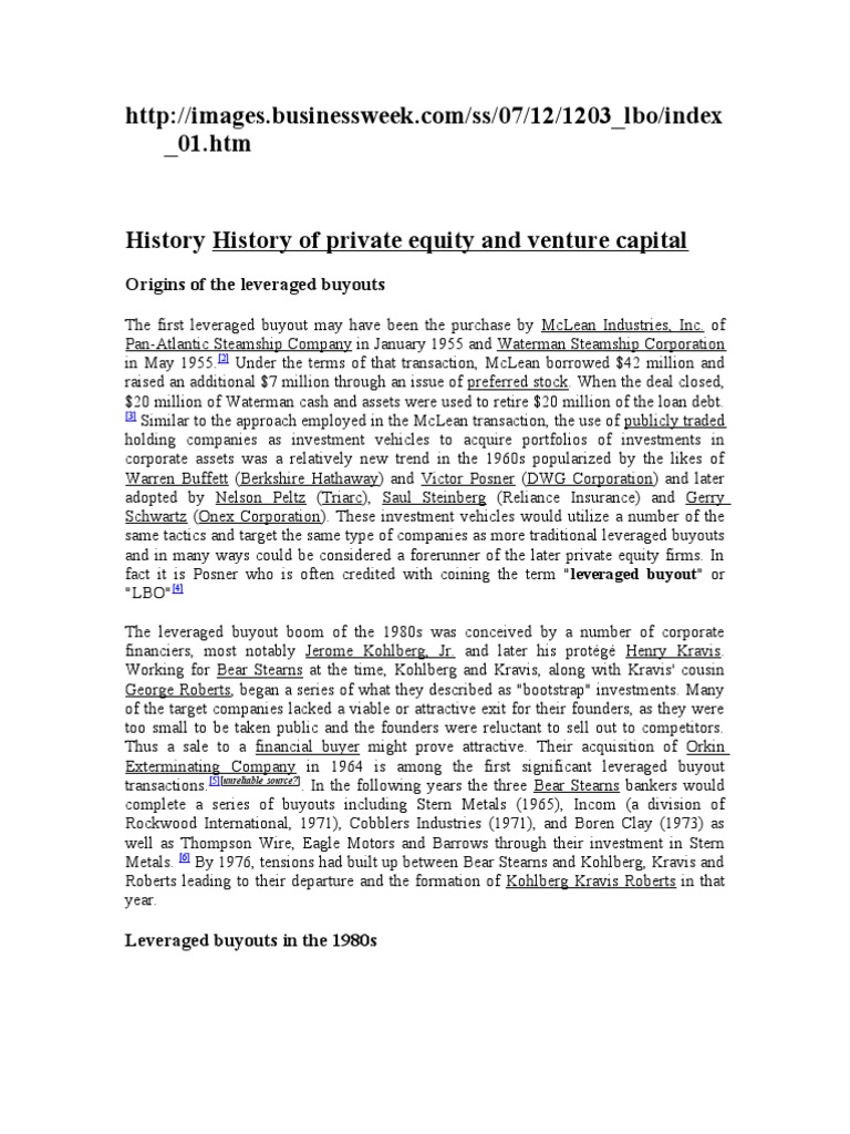 History of Leveraged Buyouts | PDF | Leveraged Buyout | Private Equity