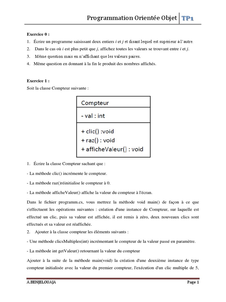 Exercices POO avec Python et Corrigés | PDF | Classe (informatique ...