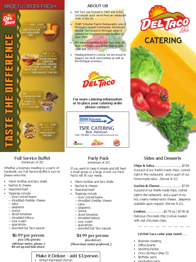 Del Taco Catering Menu Taco Salsa (Sauce)