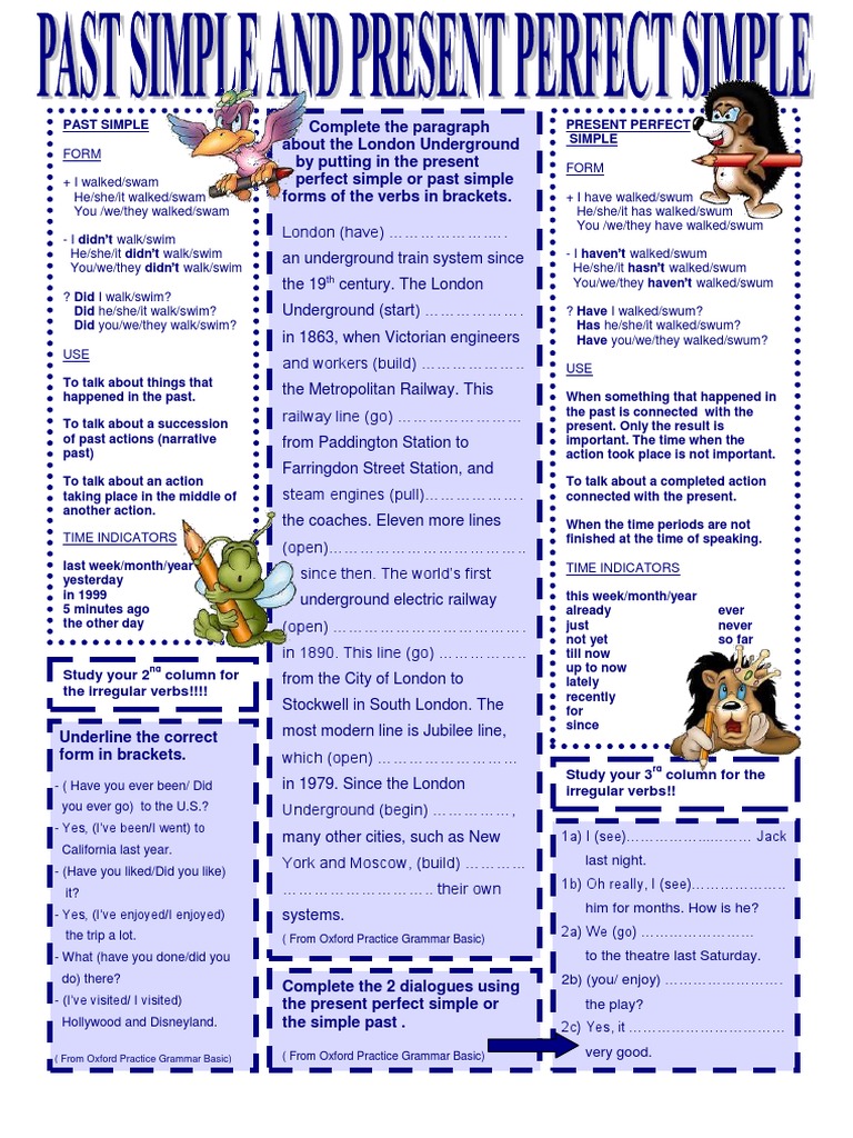 Past Simple vs Present Perfect Guide | PDF | Perfect (Grammar) | Languages