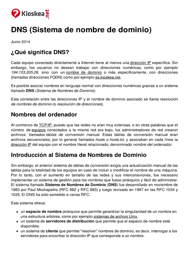 Introducción al Sistema DNS | PDF | Nombre de dominio | Servidor web