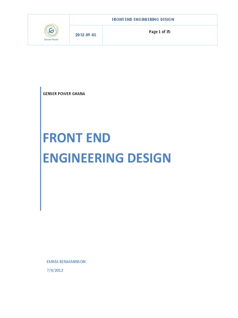Front End Engineering Design | PDF | Gasification | Heat Exchanger