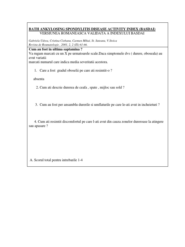 Scorul BASDAI | PDF