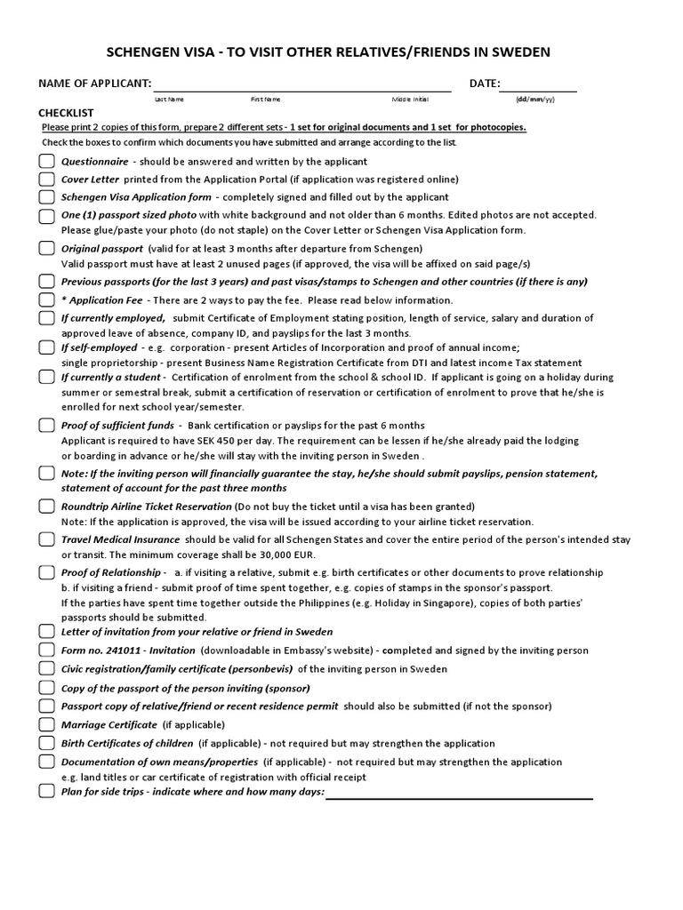 Checklist Relatives Friends Swe Revised | PDF | Career & Growth