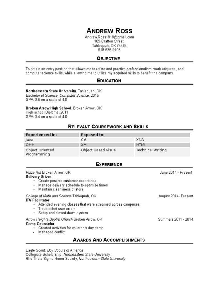 Resume Spring 2015 | PDF | Career & Growth | Computers