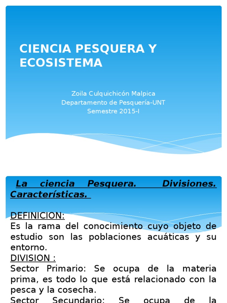 Ciencia Pesquera y Ecosistemas PDF Pesquería Organismos
