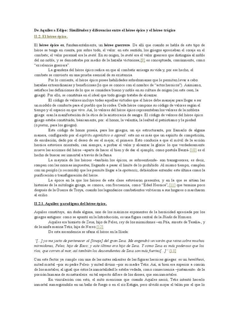 Diferencias Entre Heroe Tragico y Heroe Epico | PDF | Aquiles | Edipo