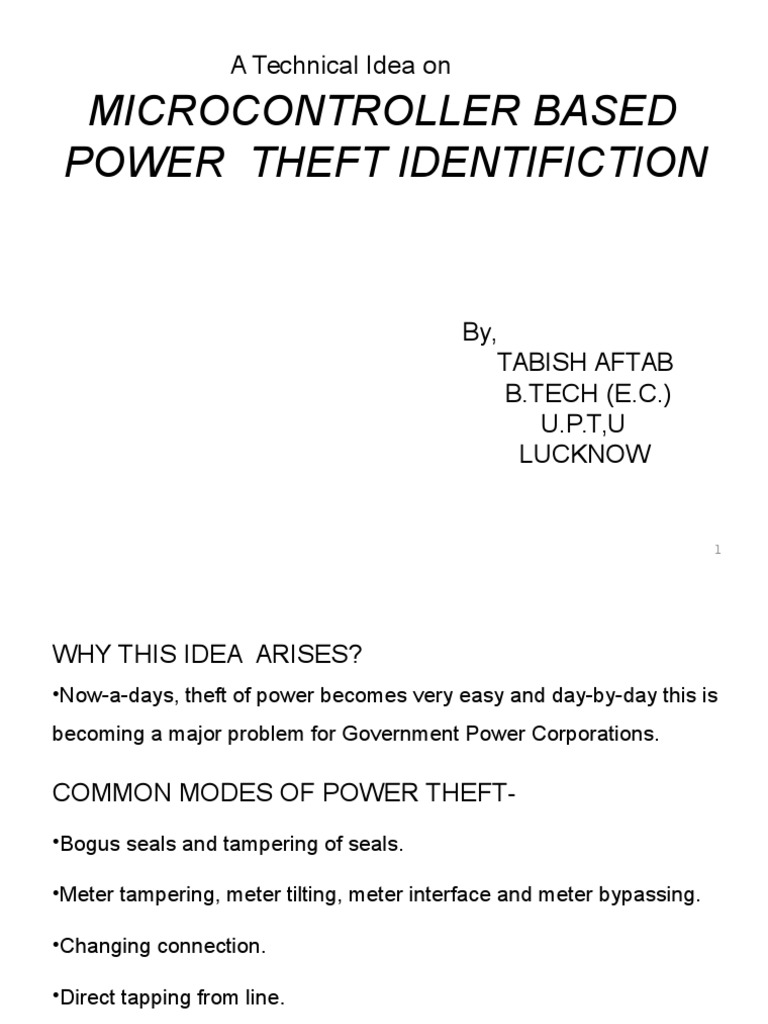 MicroController Based Power Theft Identification. PDF Microcontroller