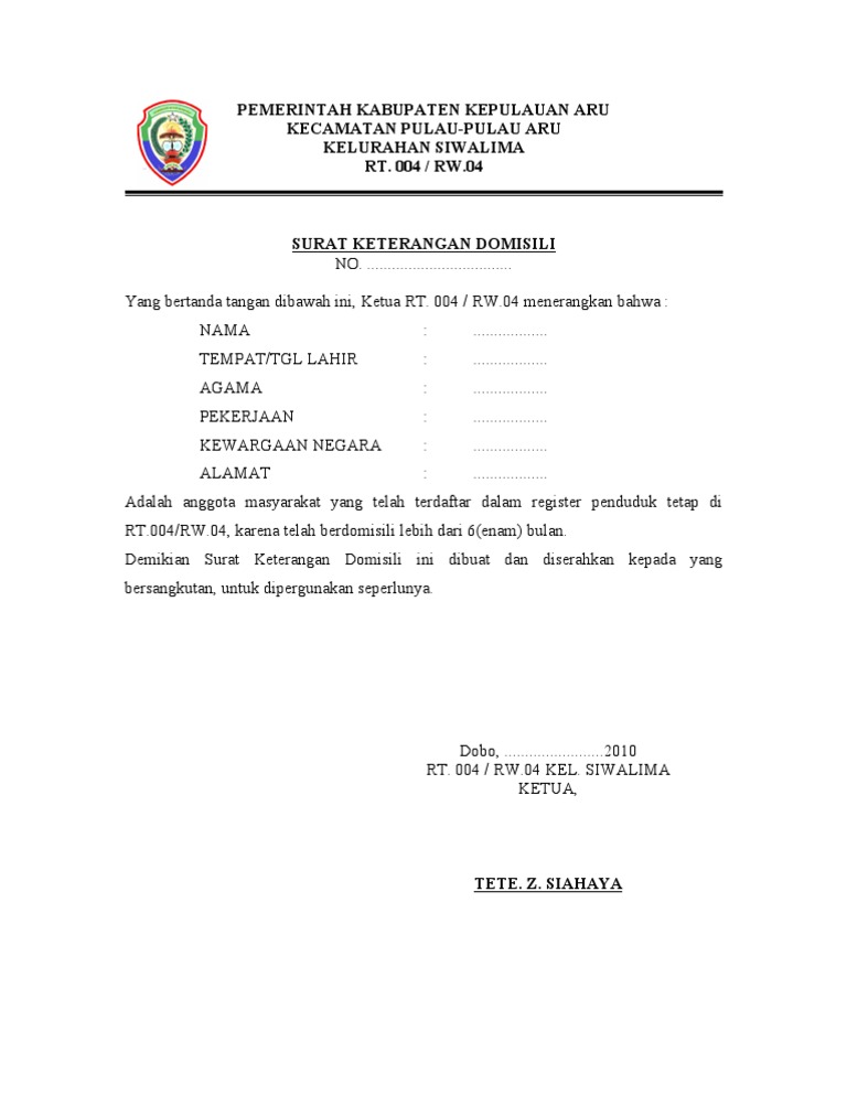Surat Keterangan Domisili | PDF