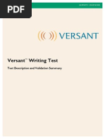 Versa NT Writing Test Validation