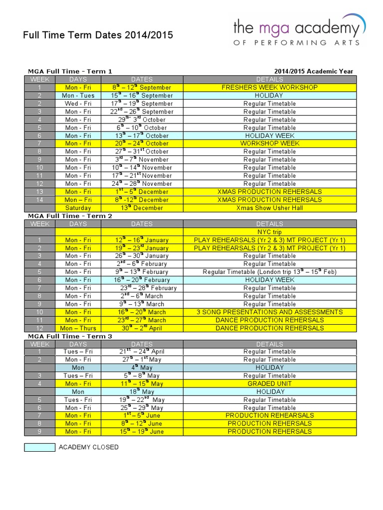 Full Time Term Dates | PDF