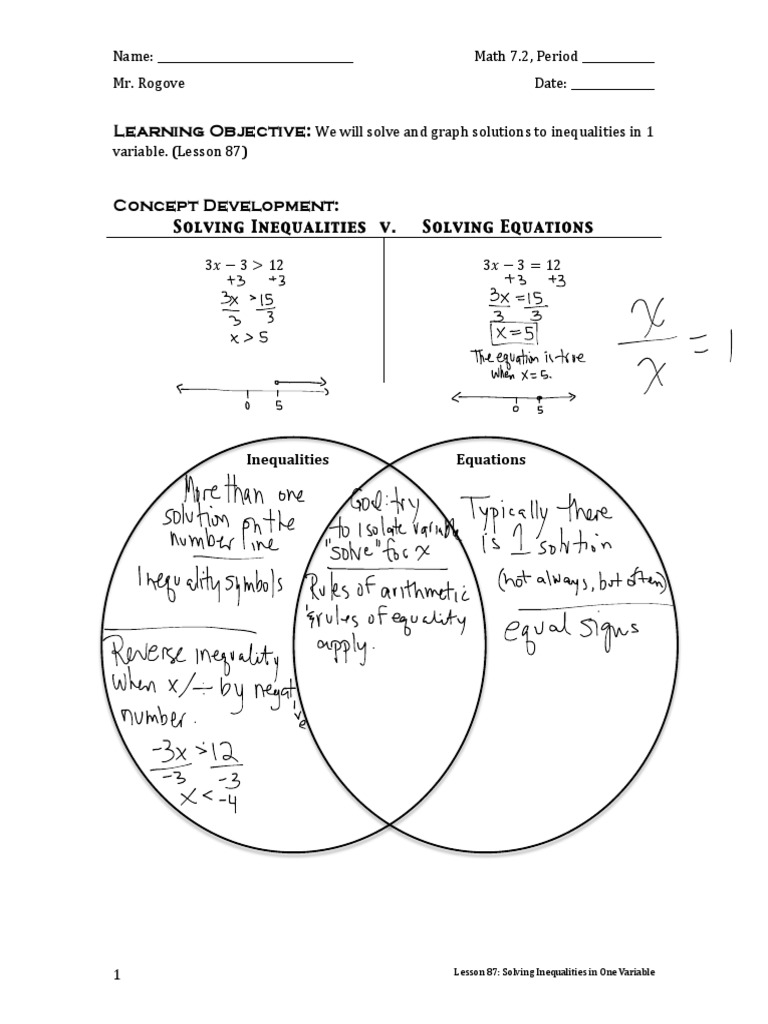 Solving One-Variable Inequalities | PDF | Inequality (Mathematics ...